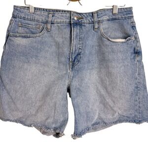 Free Assembly Denim Shorts Womens 14 Light Wash Cutoff Frayed Hem High Rise